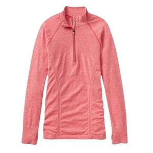 Athleta Fastest Track Half Zip Pullover Heathered Orange Athletic Top